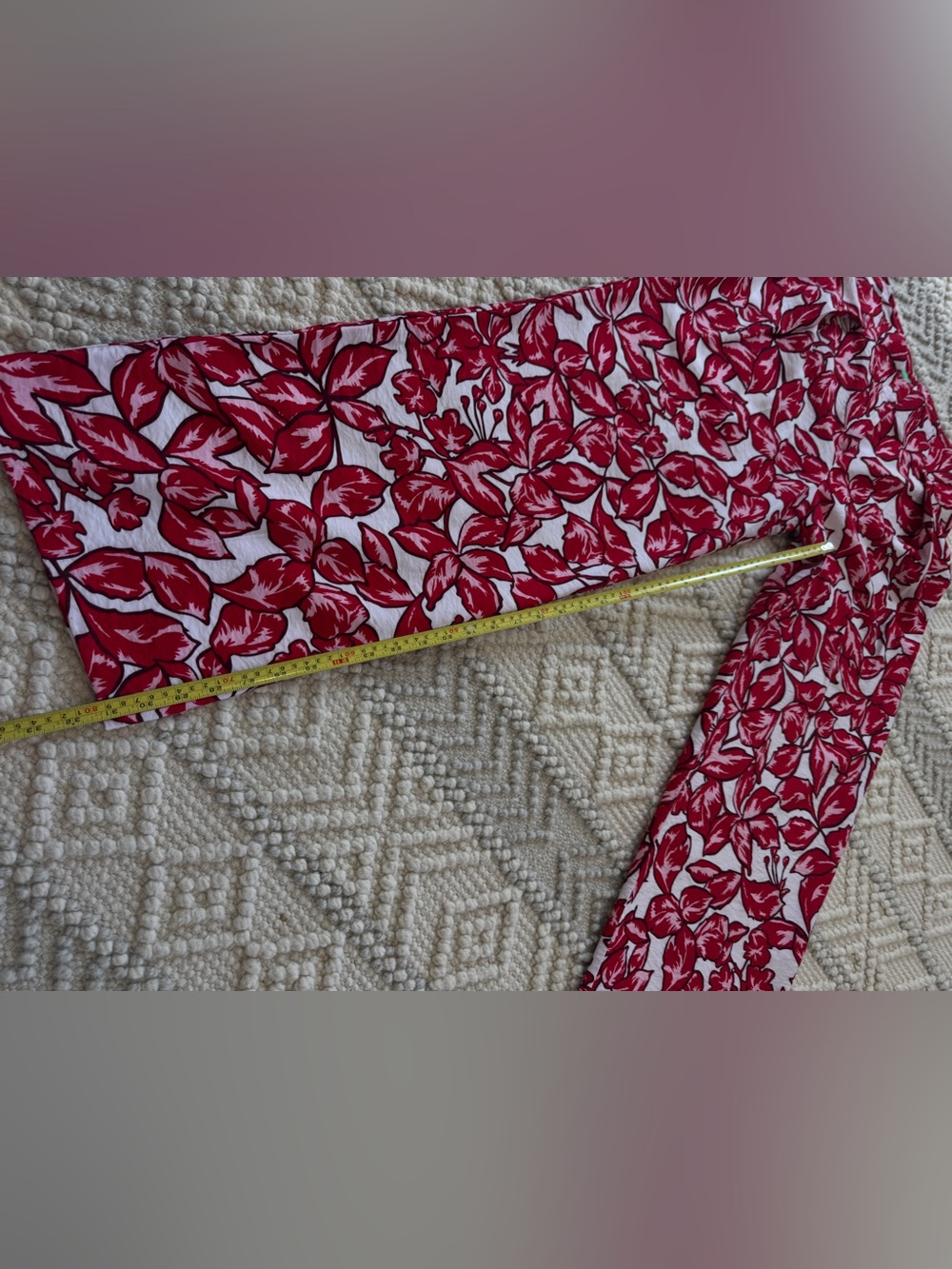 Red Pink Floral Wide-Leg Pants - Lightweight Summer Style - Picture 15 of 16